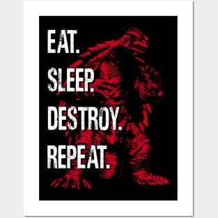 GAMERA 1999 - Eat Sleep Destroy Repeat Posters and Art